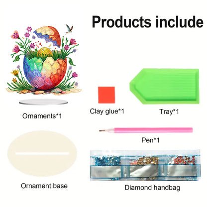 Acrylic Easter Egg Diamond Painting Tabletop Ornament Kit for Home Office Decor