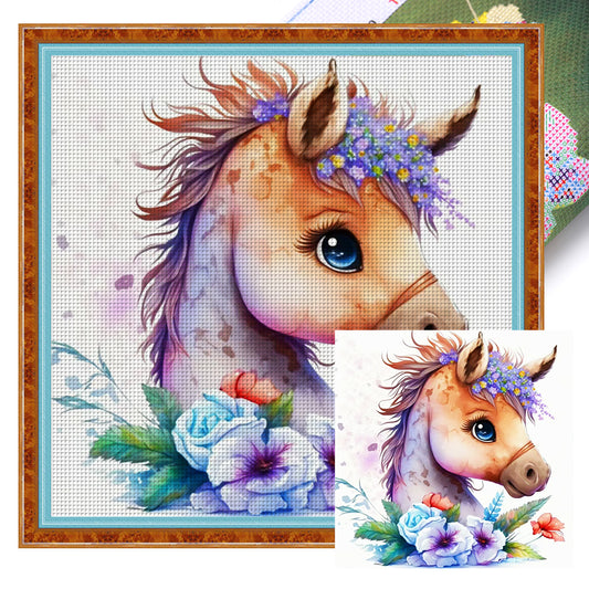 Zodiac Sign-Horse - 11CT Stamped Cross Stitch 40*40CM