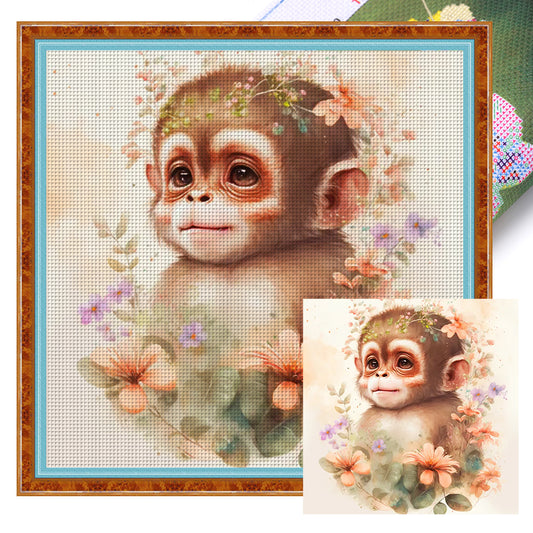 Twelve Zodiac Signs - Monkey - 11CT Stamped Cross Stitch 40*40CM