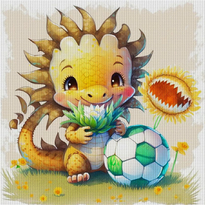 World Cup Zodiac-May Dragon - 18CT Stamped Cross Stitch 25*25CM