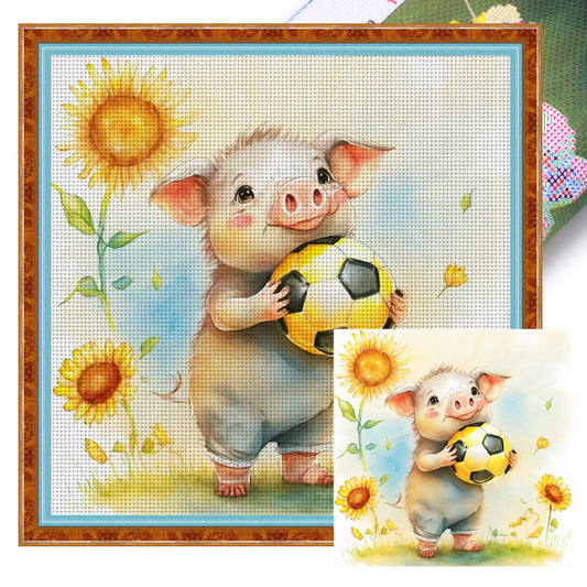 World Cup Zodiac-December Pig - 18CT Stamped Cross Stitch 25*25CM