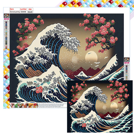 Ukiyoe Waves - Full Square Drill Diamond Painting 50*40CM