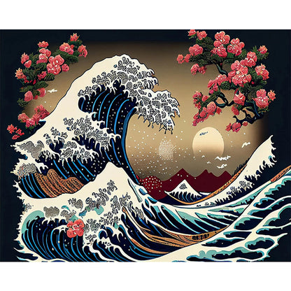 Ukiyoe Waves - Full Square Drill Diamond Painting 50*40CM