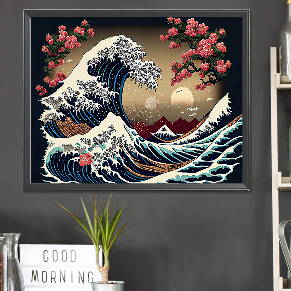 Ukiyoe Waves - Full Square Drill Diamond Painting 50*40CM