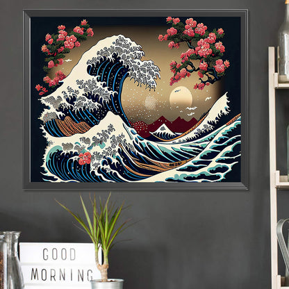 Ukiyoe Waves - Full Square Drill Diamond Painting 50*40CM