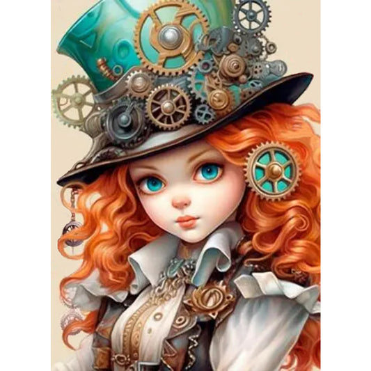 Orange Hair Girl - Full Round Drill Diamond Painting 40*55CM