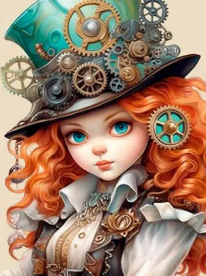 Orange Hair Girl - Full Round Drill Diamond Painting 40*55CM