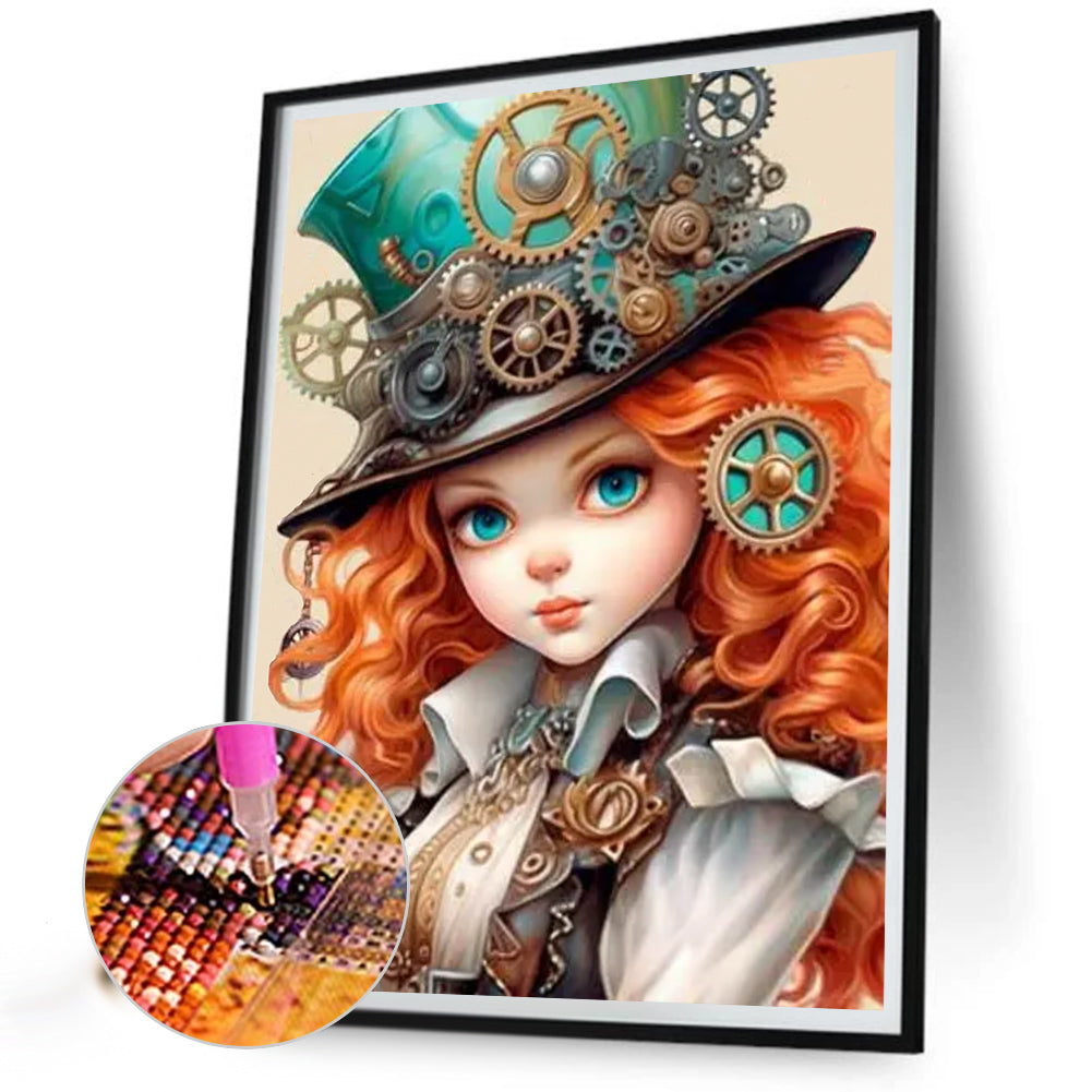 Orange Hair Girl - Full Round Drill Diamond Painting 40*55CM