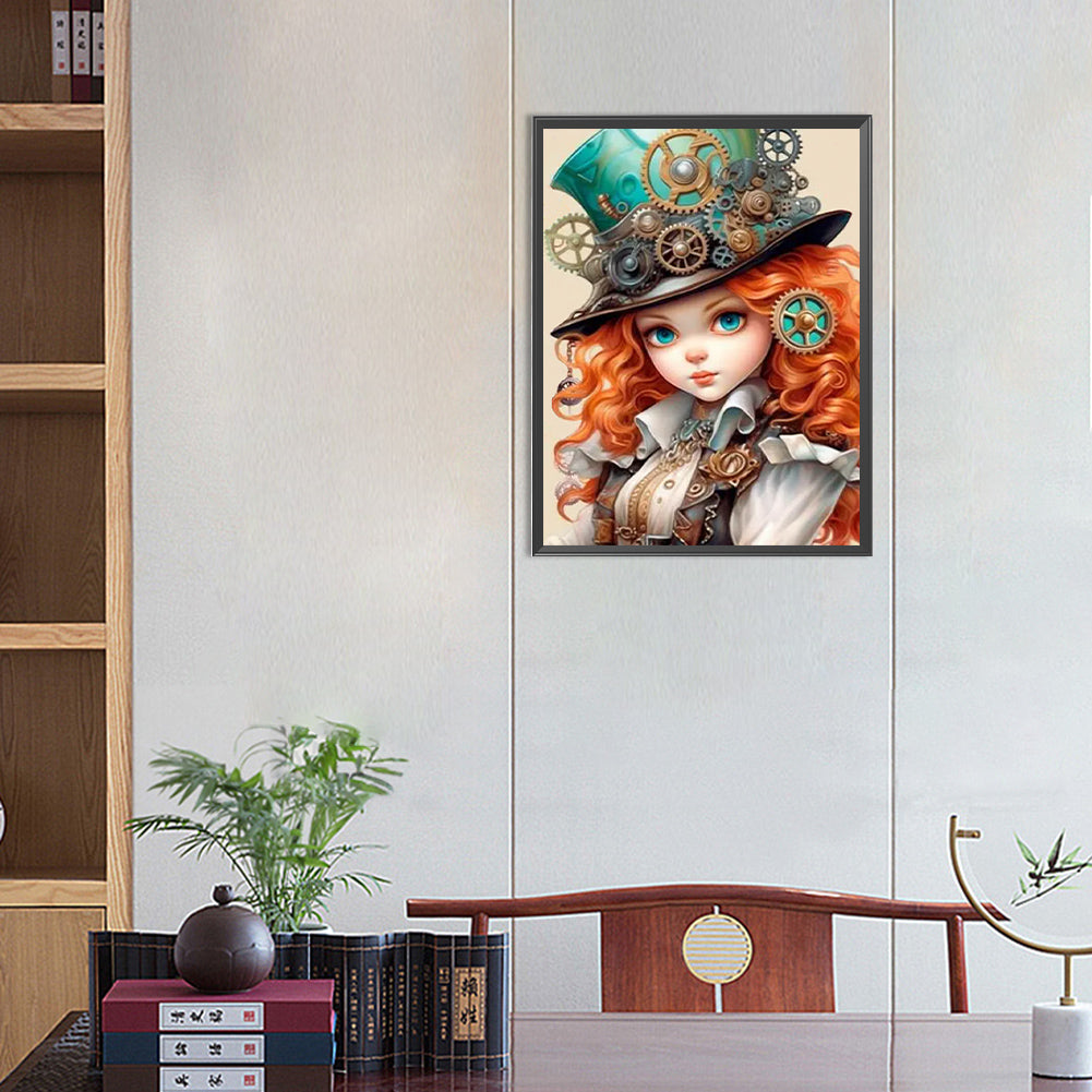 Orange Hair Girl - Full Round Drill Diamond Painting 40*55CM