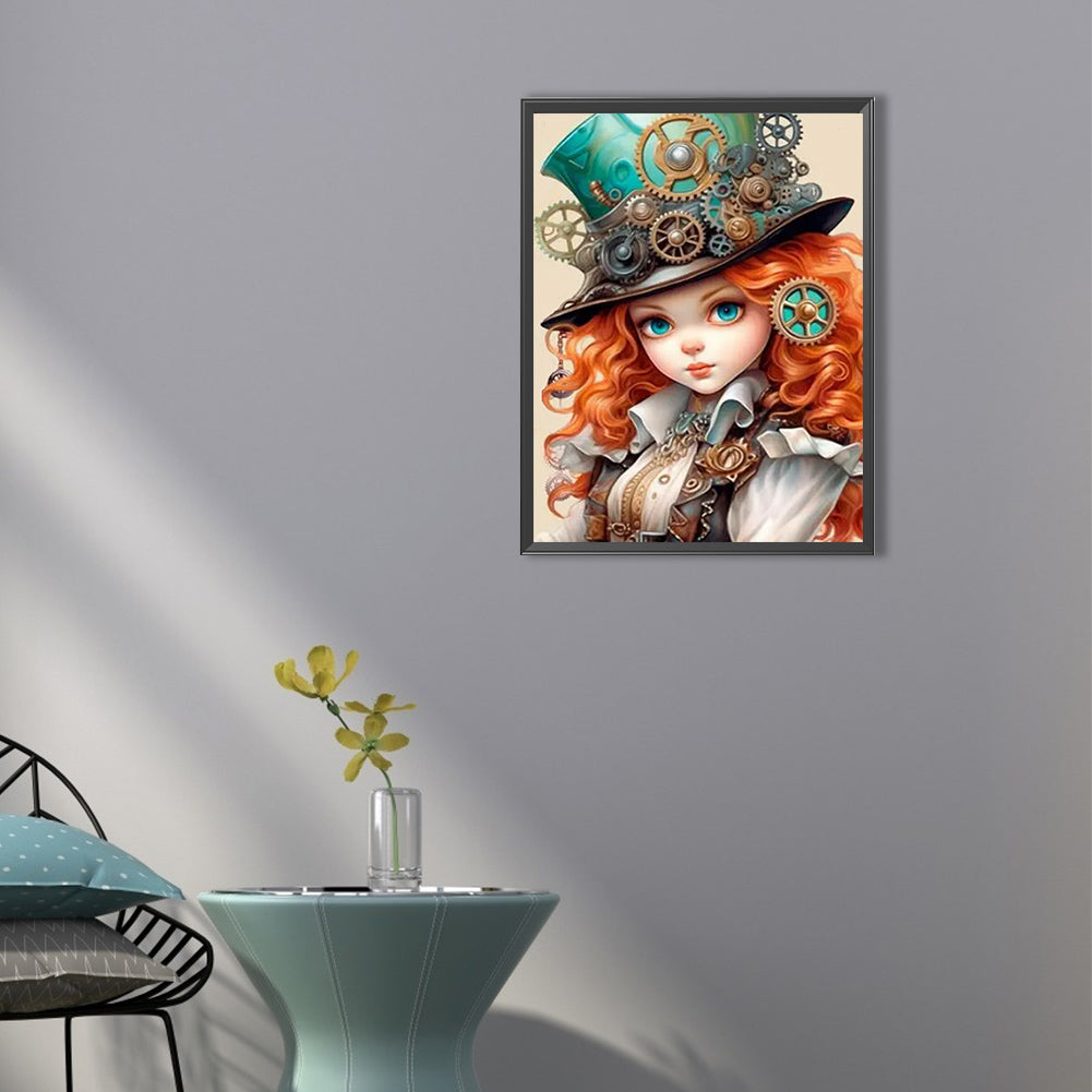 Orange Hair Girl - Full Round Drill Diamond Painting 40*55CM