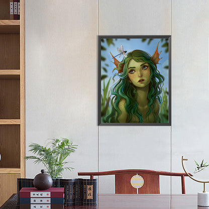 Green Hair Girl - Full Round Drill Diamond Painting 40*50CM