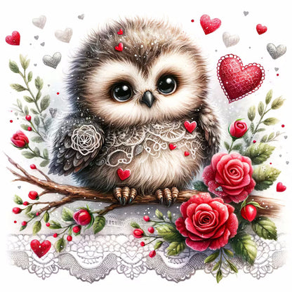 Love Flower Owl - Full Round Drill Diamond Painting 30*30CM