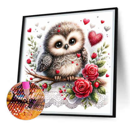 Love Flower Owl - Full Round Drill Diamond Painting 30*30CM