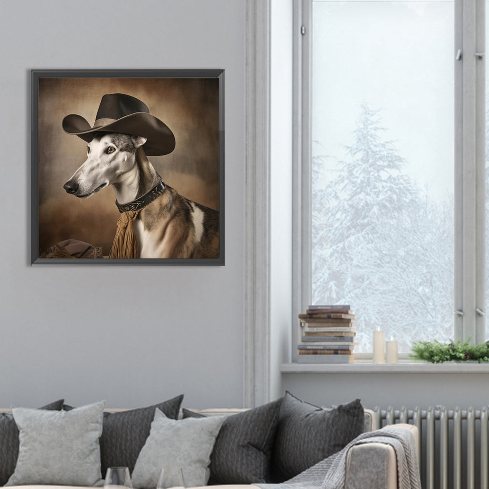 Desert Cool Cowboy Puppy - Full Round Drill Diamond Painting 30*30CM