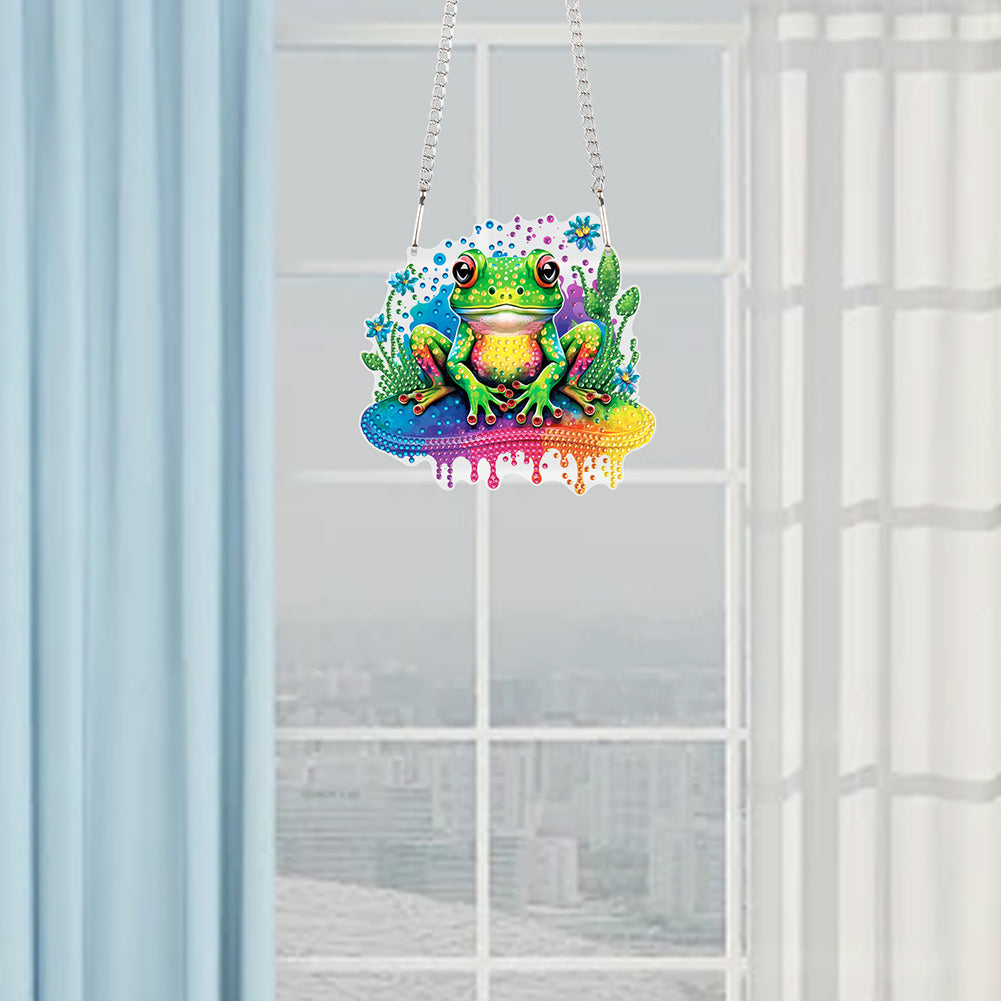 Acrylic Frog Single-Sided Diamond Painting Hanging Pendant for Home Wall Decor