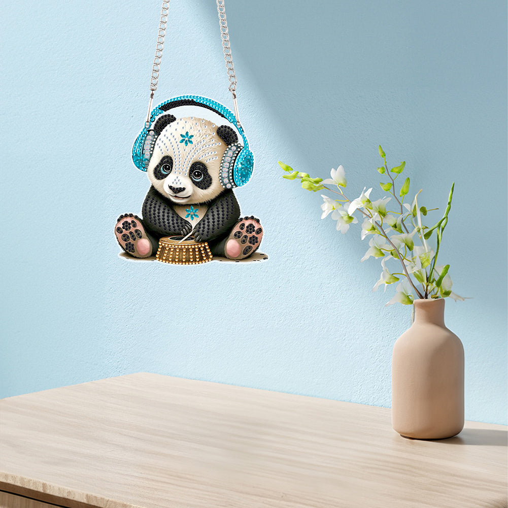 Acrylic Earphone Panda Single-Sided 5D DIY Diamond Painting Hanging Pendant