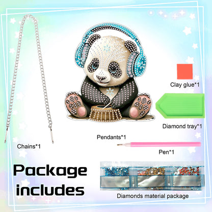 Acrylic Earphone Panda Single-Sided 5D DIY Diamond Painting Hanging Pendant