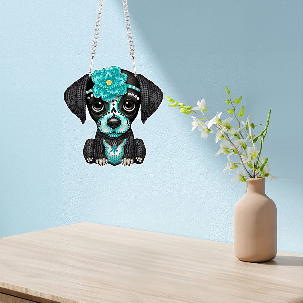 Acrylic Dog Single-Sided Diamond Painting Hanging Pendant for Home Wall Decor