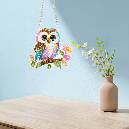 Acrylic Owl Single-Sided Diamond Painting Hanging Pendant for Home Wall Decor