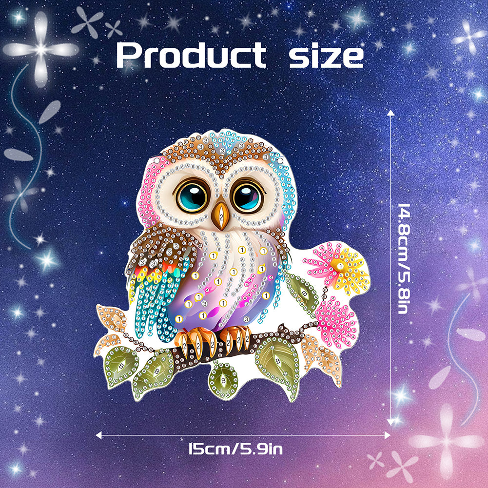 Acrylic Owl Single-Sided Diamond Painting Hanging Pendant for Home Wall Decor