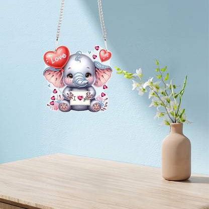 Acrylic Heart Elephant Single-Sided 5D DIY Diamond Painting Hanging Pendant