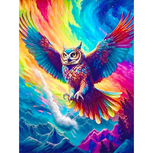 Soaring Colorful Owl - Full Round Drill Diamond Painting 30*40CM