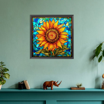 Glass Painting Sunflower Flowers - Full Round Drill Diamond Painting 30*30CM