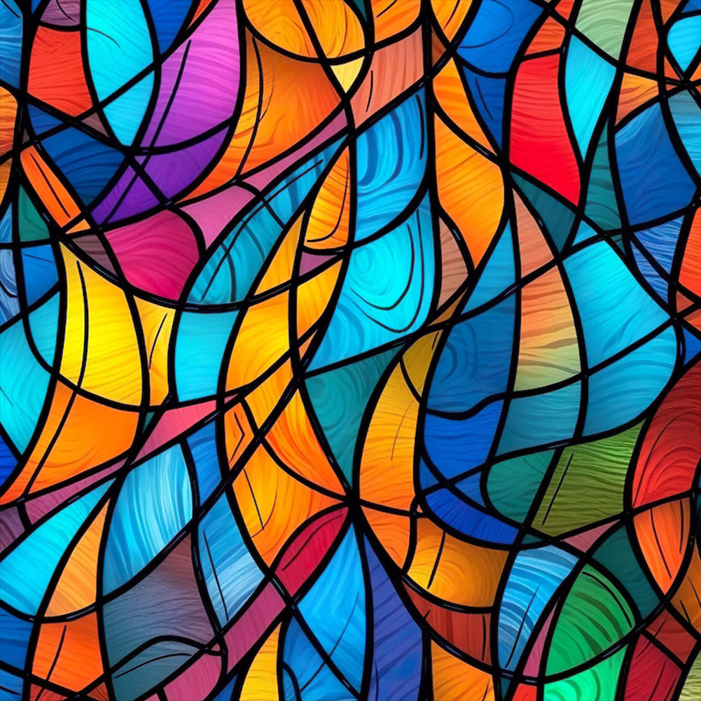 Abstract Color Blocks - Full Round Drill Diamond Painting 30*30CM