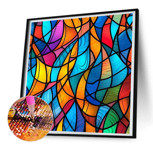 Abstract Color Blocks - Full Round Drill Diamond Painting 30*30CM