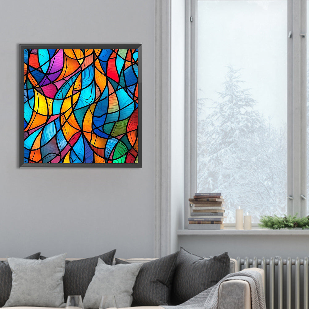 Abstract Color Blocks - Full Round Drill Diamond Painting 30*30CM