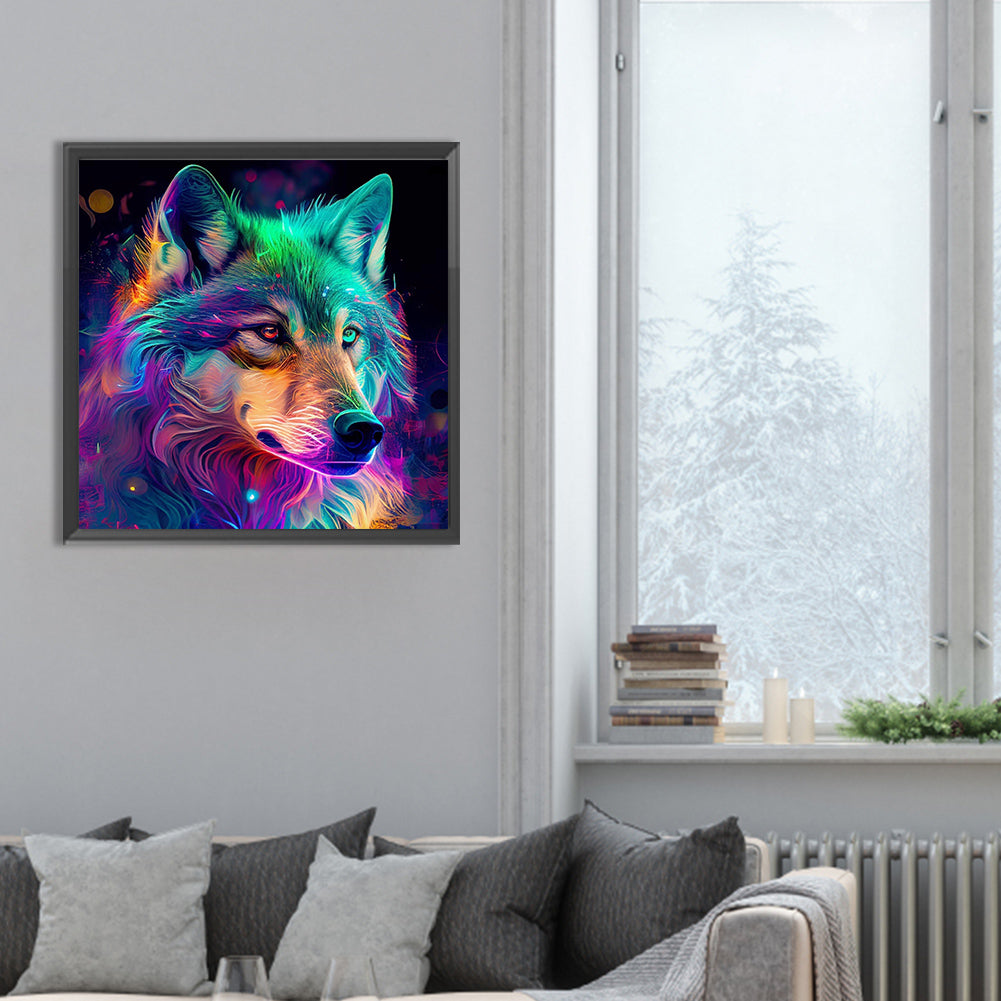 Colorful Wolf Head - Full Round Drill Diamond Painting 30*30CM