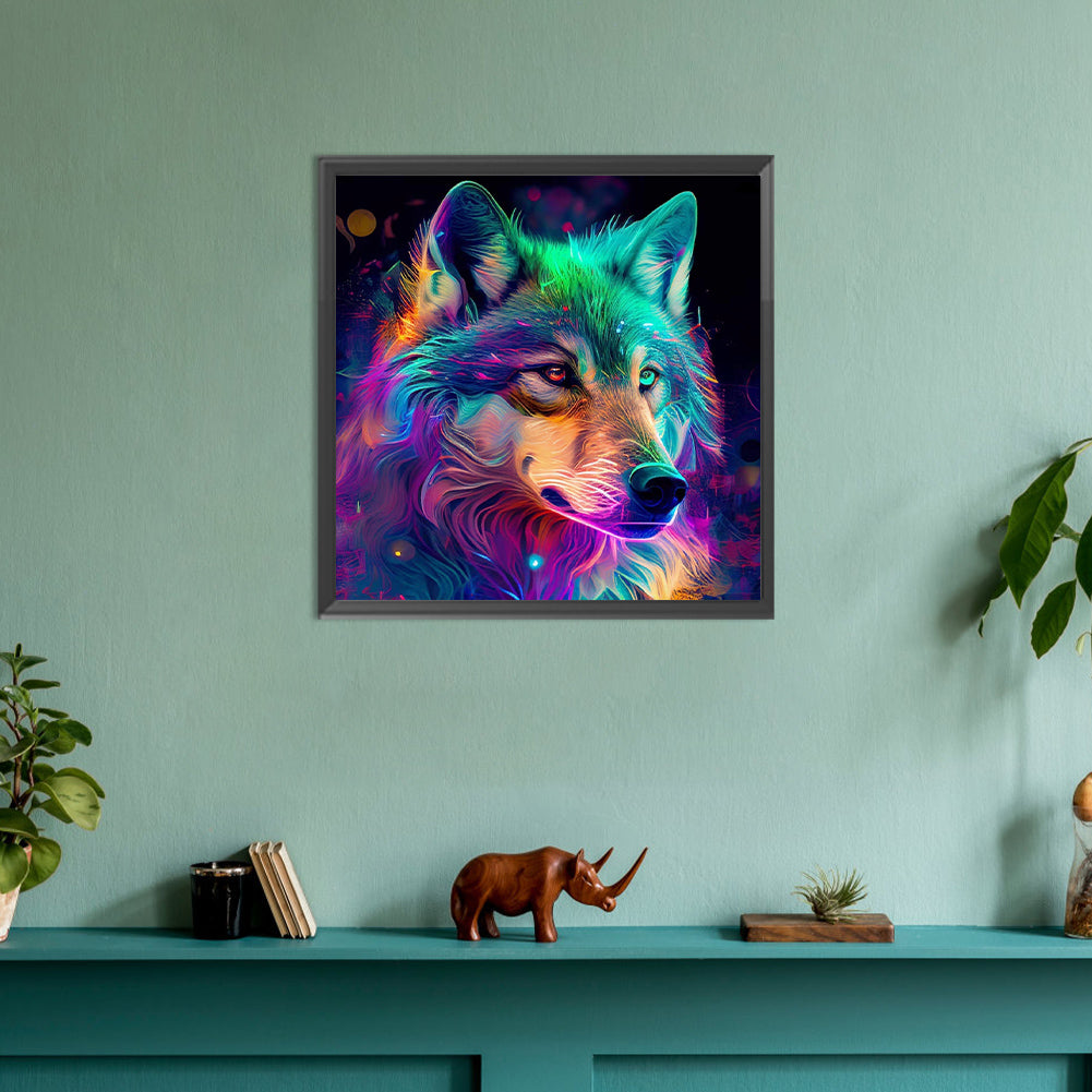Colorful Wolf Head - Full Round Drill Diamond Painting 30*30CM