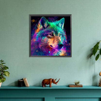 Colorful Wolf Head - Full Round Drill Diamond Painting 30*30CM