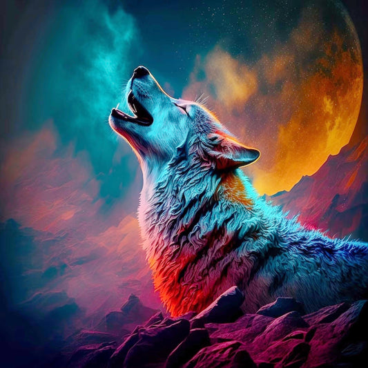 Howling Wolf - Full Round Drill Diamond Painting 30*30CM