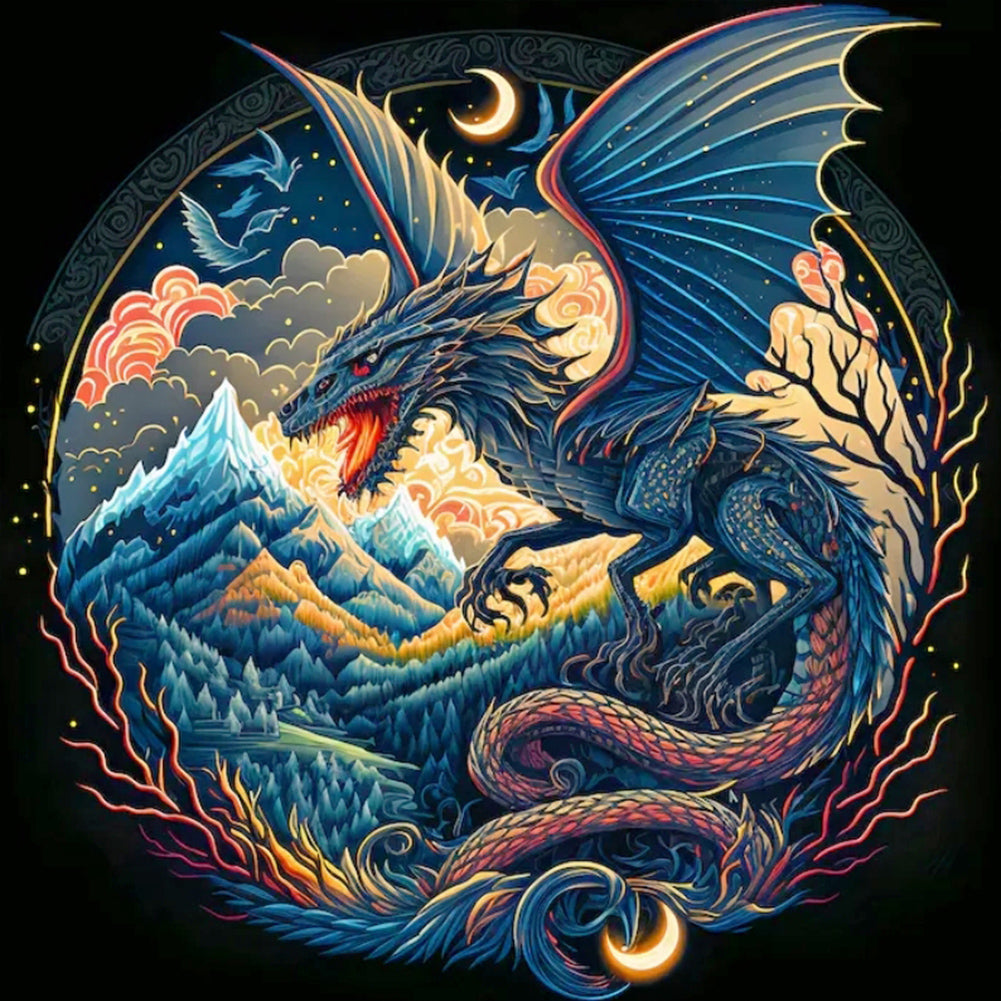 Roaring Dragon - Full Round Drill Diamond Painting 30*30CM