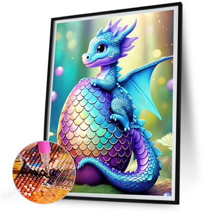 Colorful Dragon Holding Eggs - Full Round Drill Diamond Painting 30*40CM