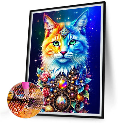 Colorful Gem Cat - Full Round Drill Diamond Painting 30*40CM