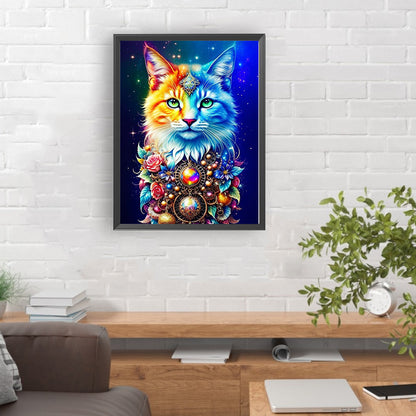 Colorful Gem Cat - Full Round Drill Diamond Painting 30*40CM