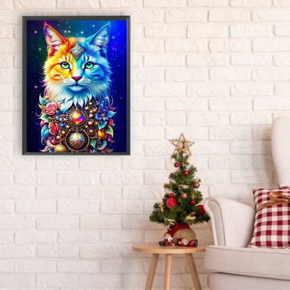 Colorful Gem Cat - Full Round Drill Diamond Painting 30*40CM