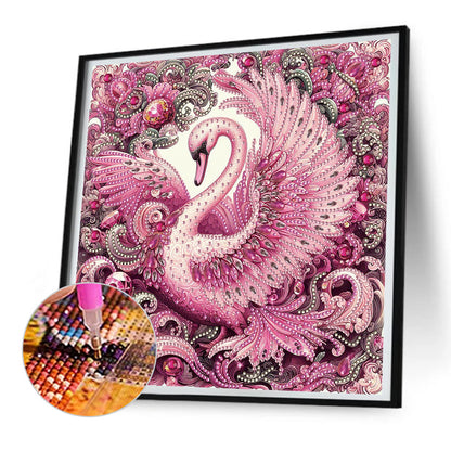 Pink Swan - Special Shaped Drill Diamond Painting 30*30CM