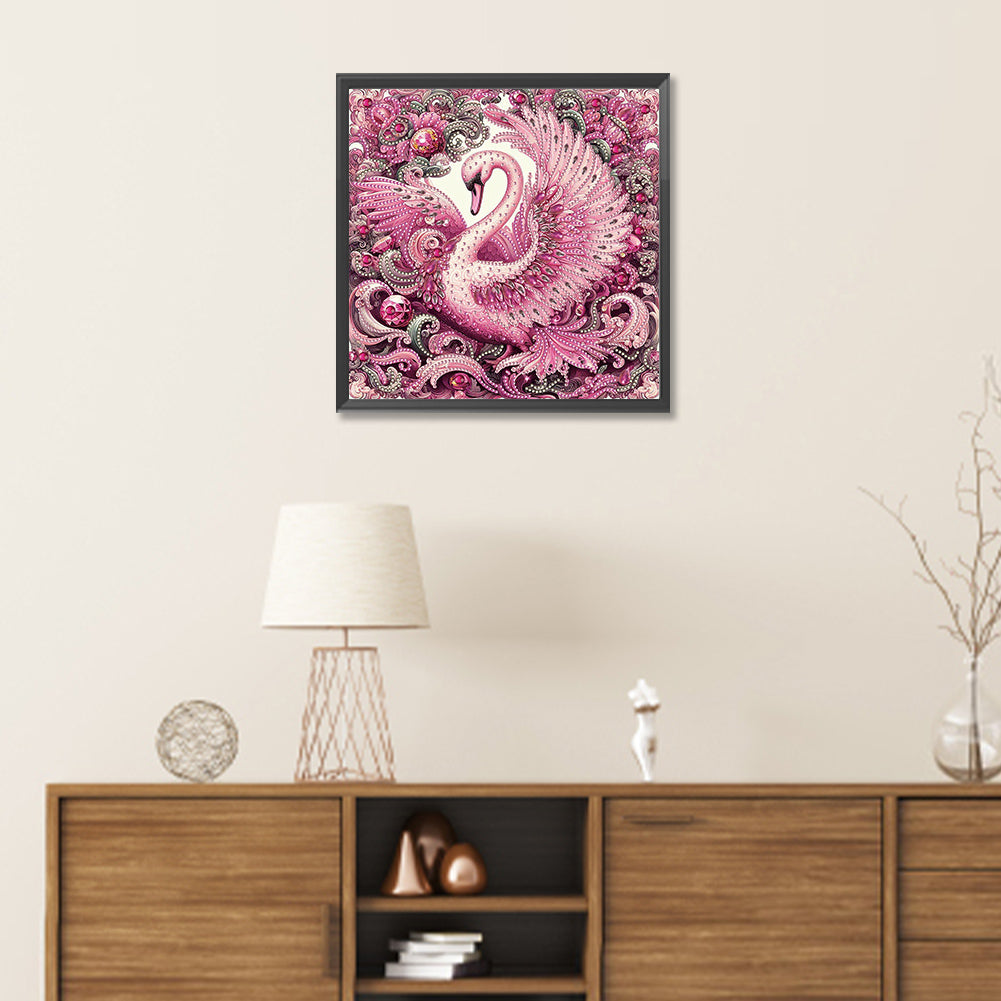 Pink Swan - Special Shaped Drill Diamond Painting 30*30CM