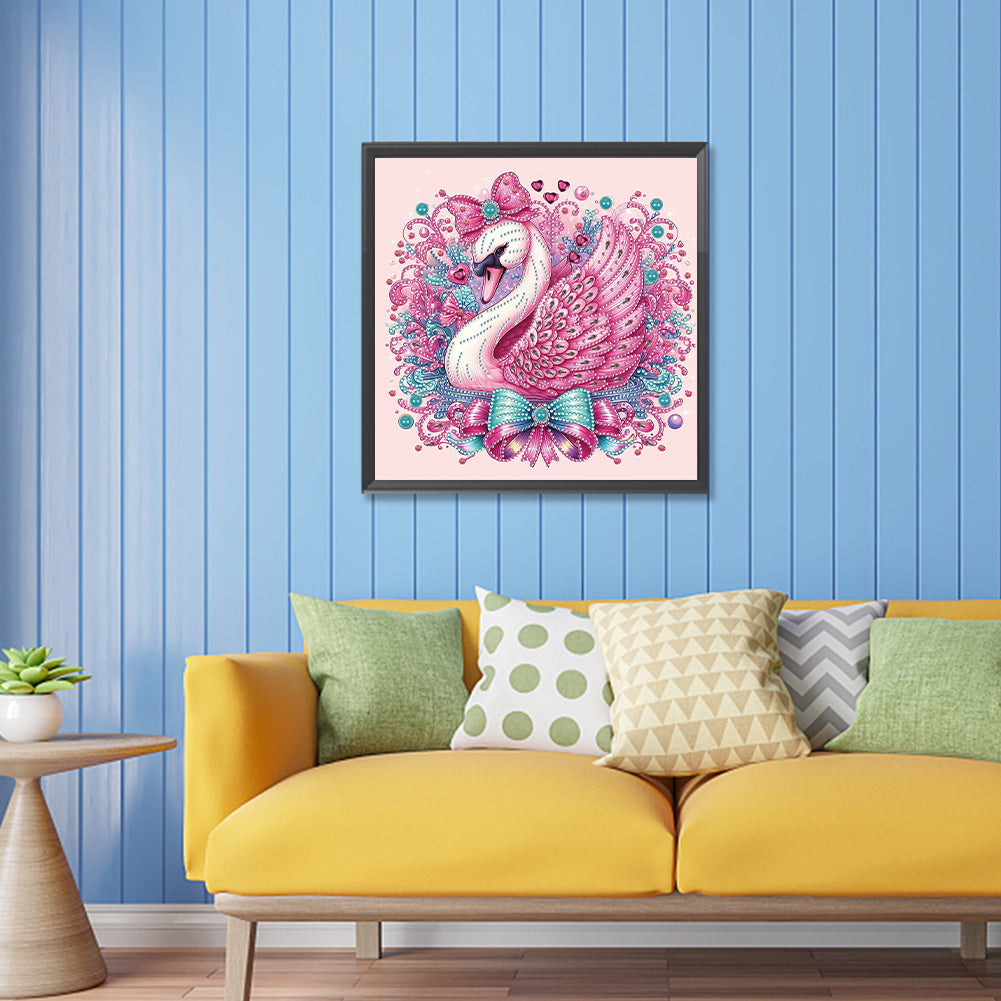 Pink Swan - Special Shaped Drill Diamond Painting 30*30CM