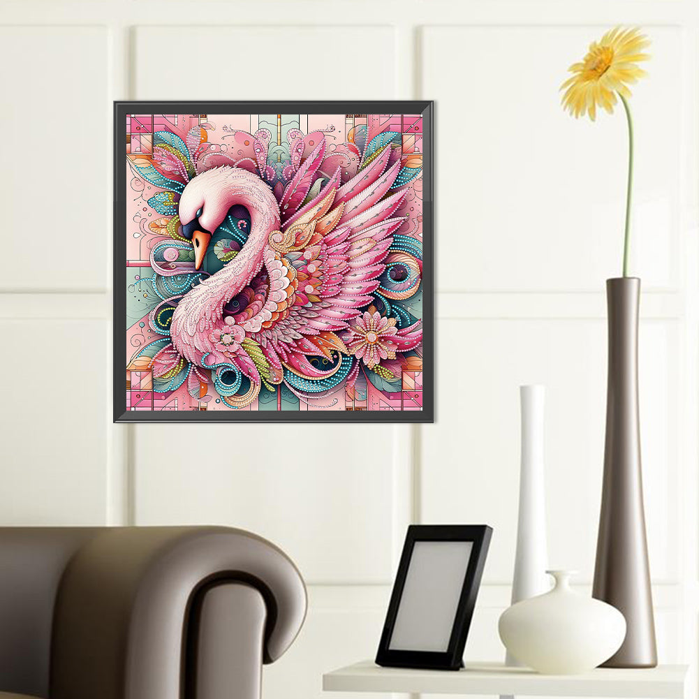 Pink Swan - Special Shaped Drill Diamond Painting 40*40CM