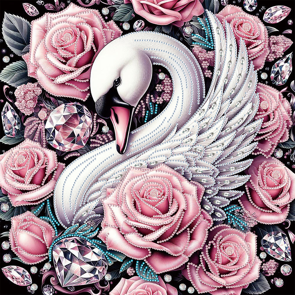 Rose Swan - Special Shaped Drill Diamond Painting 40*40CM