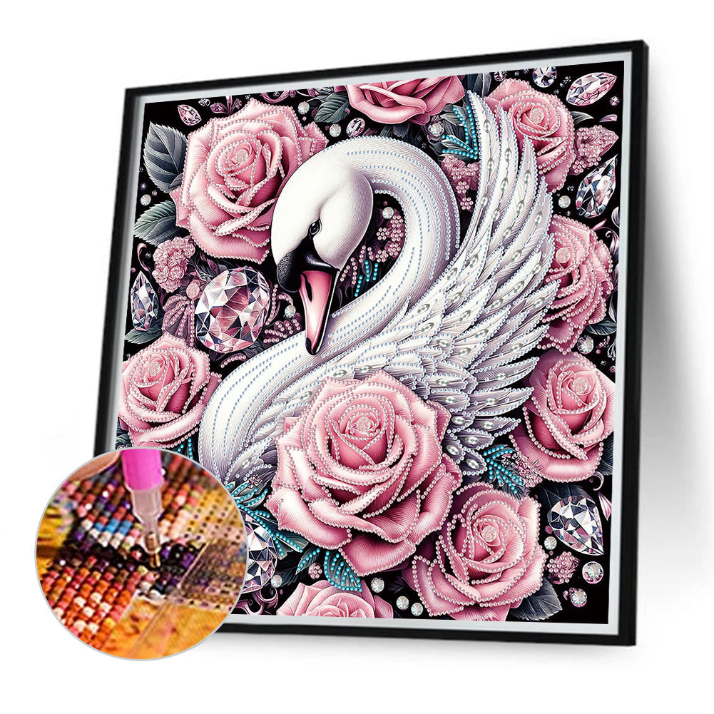 Rose Swan - Special Shaped Drill Diamond Painting 40*40CM