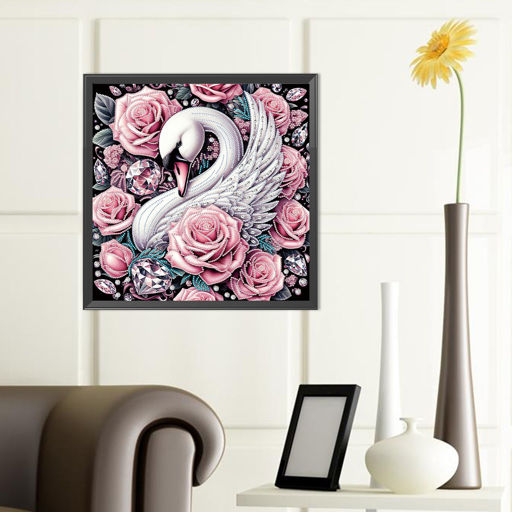 Rose Swan - Special Shaped Drill Diamond Painting 40*40CM