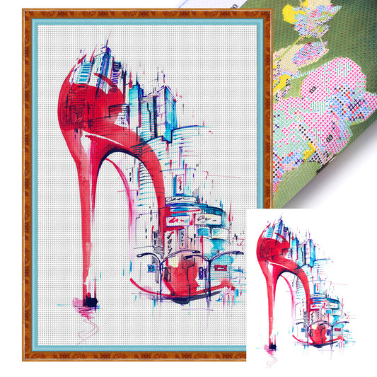 Simple Strokes Of High Heels In The City - 14CT Stamped Cross Stitch 35*50CM