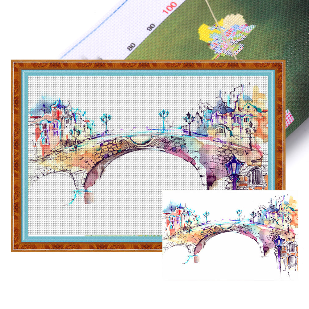 Arch Bridge Between Towns - 14CT Stamped Cross Stitch 50*35CM