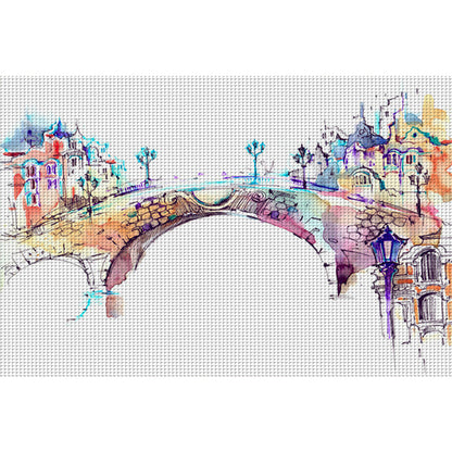 Arch Bridge Between Towns - 14CT Stamped Cross Stitch 50*35CM