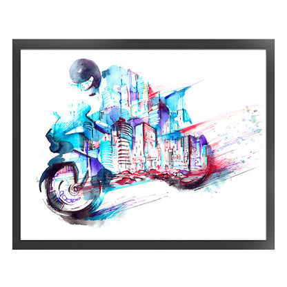 Simple Strokes Of Motorcycle In The City - 14CT Stamped Cross Stitch 50*40CM